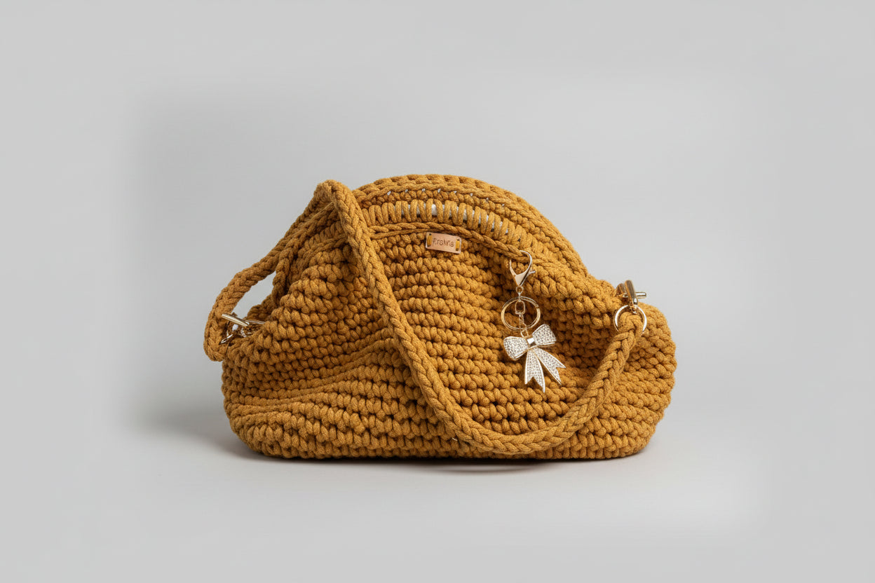 Curry gele tas gerecycled katoen